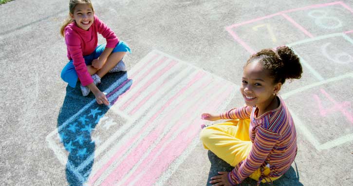 homeschoolers patriotic chalk drawing