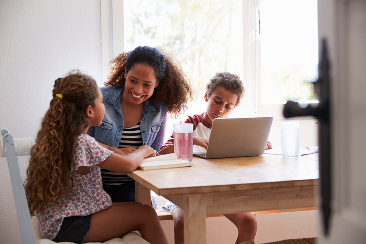 kitchen table as homeschool learning space